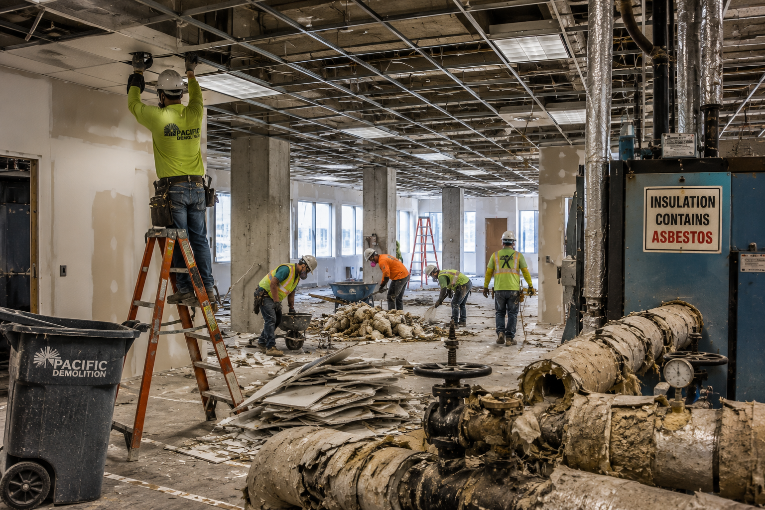 California commercial building renovation with ceiling work and older mechanical systems